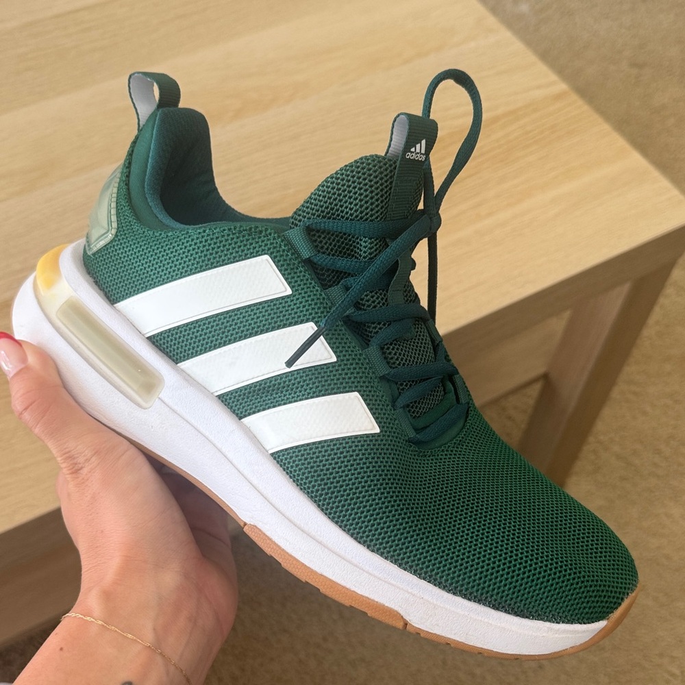 Adidas Forest Green and White Athletic Shoes
